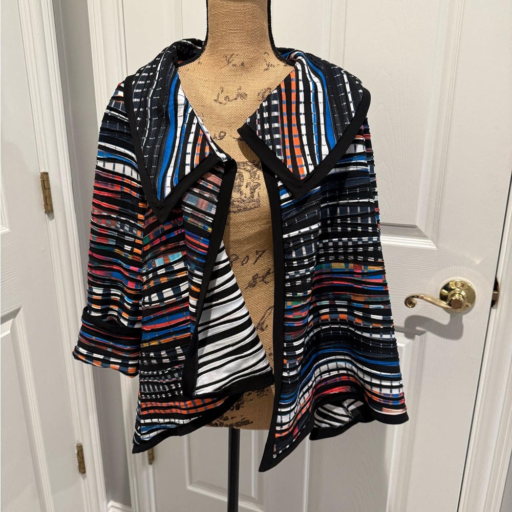 Joseph Ribkoff Multi-Color Striped Jacket Top. - Picture 5 of 8